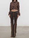 OUDE WAAG 25 Early Autumn Plaid Short Shirt OW-OW-25PF-ST01C1BR048-ZHGW (BR048 Brown and Gray Plaid)